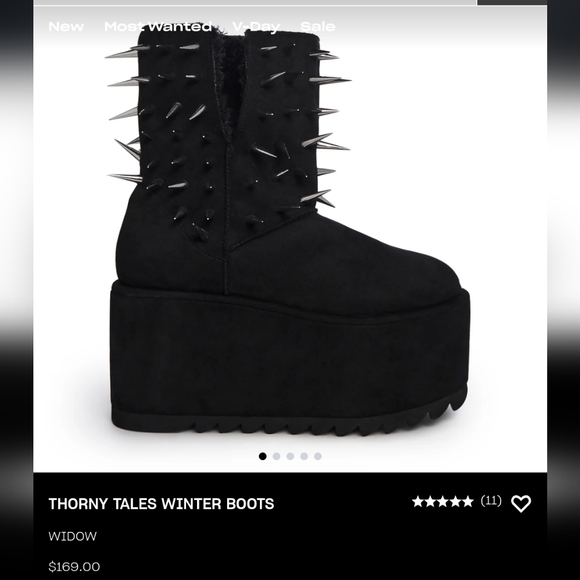 NWOB 🖤 Dolls Kill Thorny Tales Spiked Suede Platform Boots 🖤 Women's 9 - Picture 2 of 8